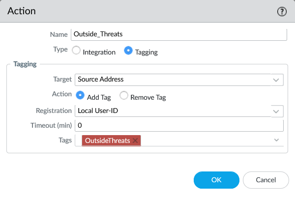 Built-in tagging action targeting Source Address