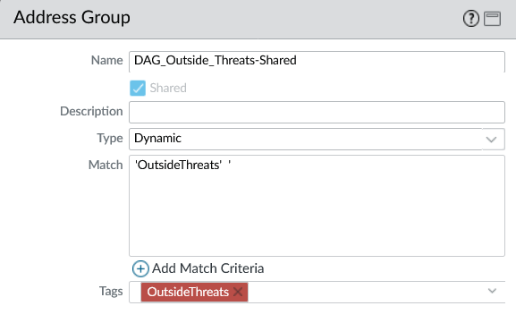 Dynamic Address Group matching on tag