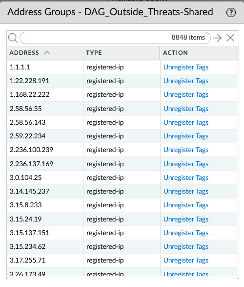 DAG populated with registered IPs